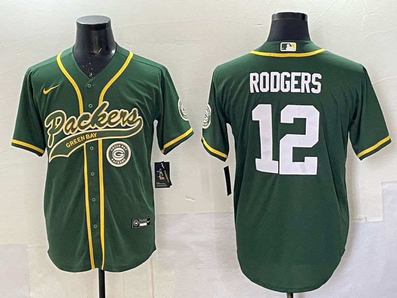 Men 2025 Green Bay Packers #12 Rodgers Green Joint Name Nike Limited NFL Jersey style 007